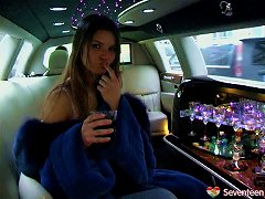 19yo Things Get Wild In A Limo When These Three Chicks Decide To Fuck