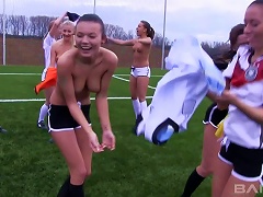 19yo Soccer Girls Practicing And Stripping Down On The Soccer Field